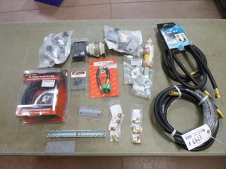 Qty Of Assorted Propane Related Parts Includes: Propane Tee w/ 12ft Hose, Regulators, Automatic Changeover, 3/4in Hoses, 3/8in Hose, Brackets And Parts