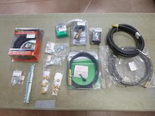 Qty Of Assorted Propane Related Parts Includes: Propane Tee w/ 12ft Hose, 1/4in Quick Disconnect Hose, 3/8in Lp Hose, Extend-A-Flow Tee, Tank Monitor And Assorted Fittings And Elbows