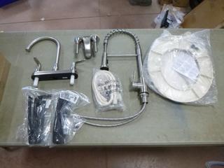 Qty Of Kitchen/Bathroom Hardware And Parts Includes: Taps, Toilet Seat And Lid, Shower Head Assembly And Assorted Parts