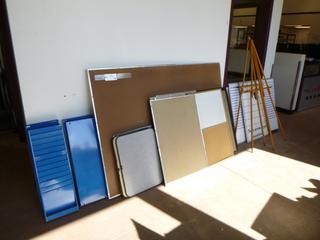 Qty Of White Boards, Peg Boards, Tri Pod Stands And Wall Mounted File Dividers