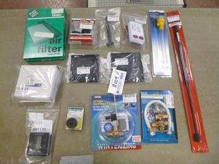 Qty Of Trailer Accessories/Parts Includes: Gas Prop Lifters, RV Bypass Kit, Coleman And Rodgers Thermostats, Tank Monitor Panel, Pump Converter Kit And Misc Parts/Supplies