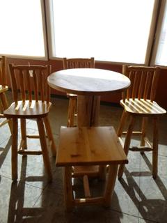 30in X 30in X 41in Wood Table C/w (3) Chairs And (1) 20in X 18in X 24in End Table