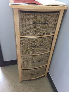 Metal/Wicker Storage Unit & Baskets.