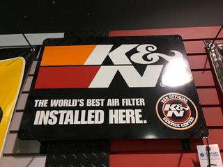 K & N Metal Sign, 24" x 18".