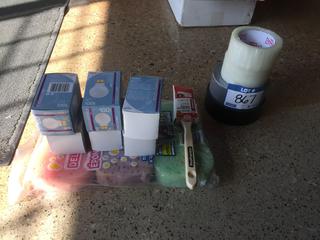 Quantity of Assorted Tape, Sponges & Light Bulbs.