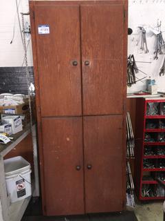 Wooden Cabinet, 78"H x 32"W x 19"D.