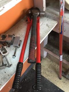 24" Bolt Cutters, Sledge Hammer & Ball Pein Hammer.