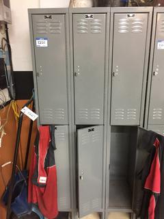 Grey Metal Lockers, 78"H x 36"L x 18"D.