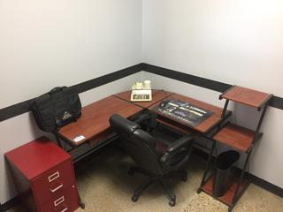 Office Desk, Chair, Filing Cabinet & Accessories.