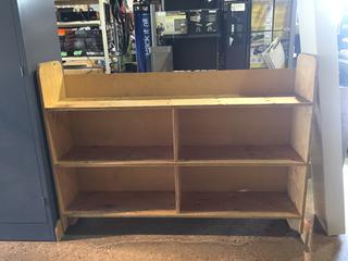 Wooden Shelf, 60"W x 44"H x 12"D.