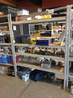 Metal Racking With Wood Shelves, 57"W x 72"H x 18"D, Contents Not Included.