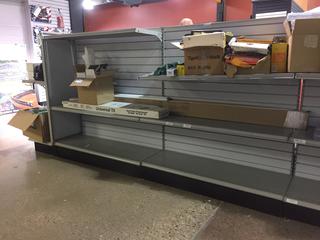 (2) Sections of Product Racks With Hooks & Shelves.