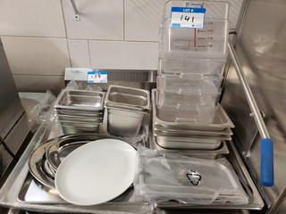 Lot Clear Measuring Containers & S/S Prep Pans