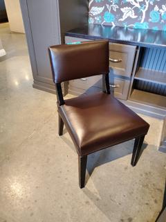 Brwn Leather & Blk Wooden Chair