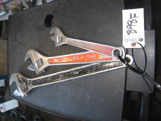 (3) Adjustable Wrenches. 12", 18", 24".