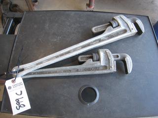 (2) Ridgid Aluminium Pipe Wrenches. 18", 24".