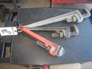 (3) Ridgid Pipe Wrenches. 14", 18", 24".