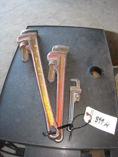 (3) Ridgid Pipe Wrenches. 8", 18", 24".