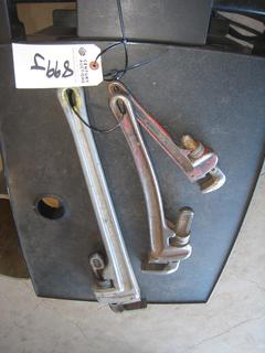 (3) Ridgid Pipe Wrenches. 10", 18", 24".