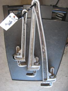 (3) Ridgid Aluminium Pipe Wrenches. 18", 24", 36".