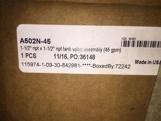 A500N NH3 Liquid "Y" Pattern Tank Valve. 1 1/2" NPTx1 1/2" NPT. Note: This Lot Is Located At 96057 2431 Drive East Foothills, AB.