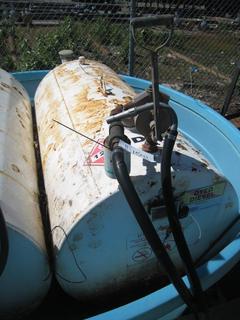 1400 Liter Fuel Tank w/ Manual Pump. Note:  Buyer Responsible For Dismantling, Lifting & Loading. Items Must Be Removed by September 1, 2020, 4:00 PM.  Items Left Onsite After September 1, 2020 Will Be Considered Abandoned.