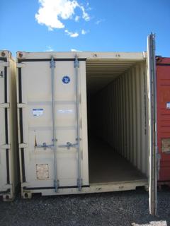 40' Storage Container. HCZU 8886730. c/w Affixed Racking/Hooks.