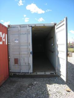 40' Storage Container. NBU 5387041. c/w Affixed Racking/Hooks, Plumbed for Lighting.