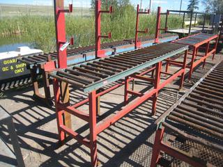 Metal Rack w/ Conveyor Rollers & Extended Storage. 41 x 24 x 120. Rack Size is 72" High.