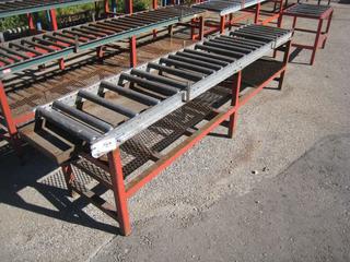 Metal Rack w/ Conveyor Rollers. (Approx.) 31"x24"x120".