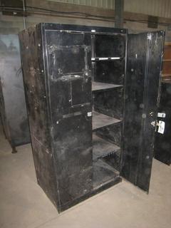 Black Metal Shop Cabinet. (Approx.) 72"x36"x24".