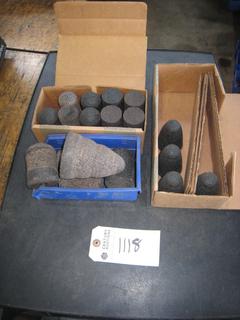 (2) Open Boxes of Misc. Flexovit Cone Stone & (1) Misc. Flexovit Cone Stone Bin.