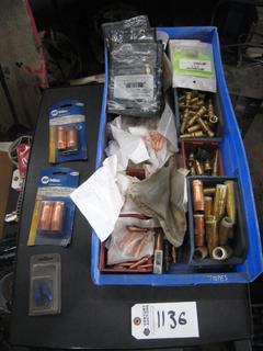 Bin of Misc. Mig Phillip Parts, Nozzle Contact Tips, Defuses.