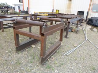 (2) 2 Piece Custom Metal Roller Table w/Out Contents. Note:  Buyer Responsible For any Dismantling, Lifting & Loading.