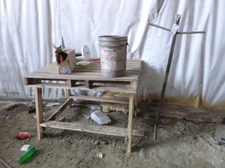 Custom Metal Rack and Pallet Table w/ Contents. 