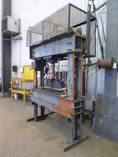 Shop Built Hydraulic Press 3'x 6'x 9.5' w/ Accessories, Contents, Hoses, and Cables. Note:  Buyer Responsible For any Dismantling, Lifting & Loading. Electrical has been disconnected