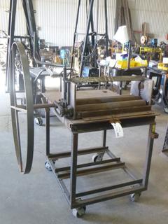 Metal Cart on Castors w/ Plate Roller and Accessories. 