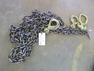 18' 2 Leg Chain Sling, 3/8" Grade 100. 