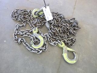 18' 2 Leg Chain Sling, 3/8" Grade 100. 