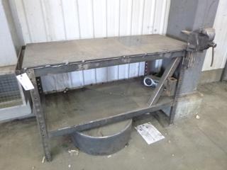 Metal Desk 26"x 36"x 61" w/ Vice and Contents. Buyer Responsible for Removal. 