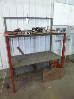 Metal Desk 25"x 50"x 60" w/ Contents. Buyer Responsible for Removal. 