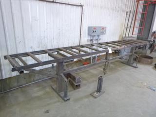 Metal Roller Table 13'x 22"x 34". Buyer Responsible for Removal. 