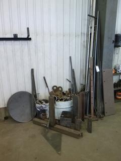 Miscellaneous Scrap Metal w/ 5Gal Pail, Metal Drum, and Contents. 