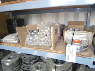 Shelf of Flanges, Bolts, and Fittings. 