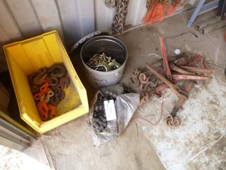 Contents of Shelf. Chain Hooks, Chain, Rolling Chain, Ratchets, and Binders. 