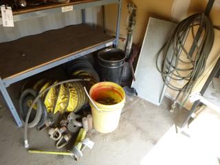 Assorted Tools, Pipes, Metal Pins, Screws, and Venting Hose. 