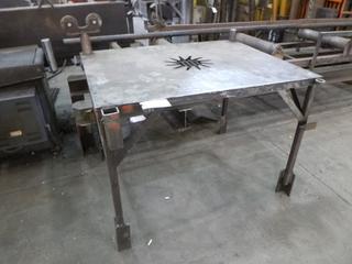 Custom Metal Bench w/ Roller 37"x 3'x 3'. Buyer Responsible for Removal. 