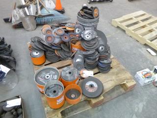 Pallet of Grinding Discs, Wire, Brushes, and Sanders. 