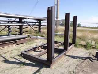 Metal pipe rack/stand. Approx 120" x 71" x 80". Buyer responsible for removal