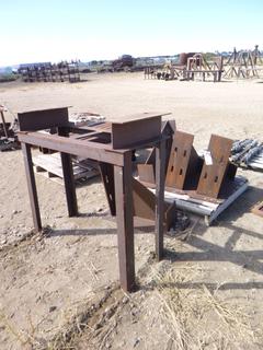 Steel brackets & table. Approx 43" x 17" x 43" (table)